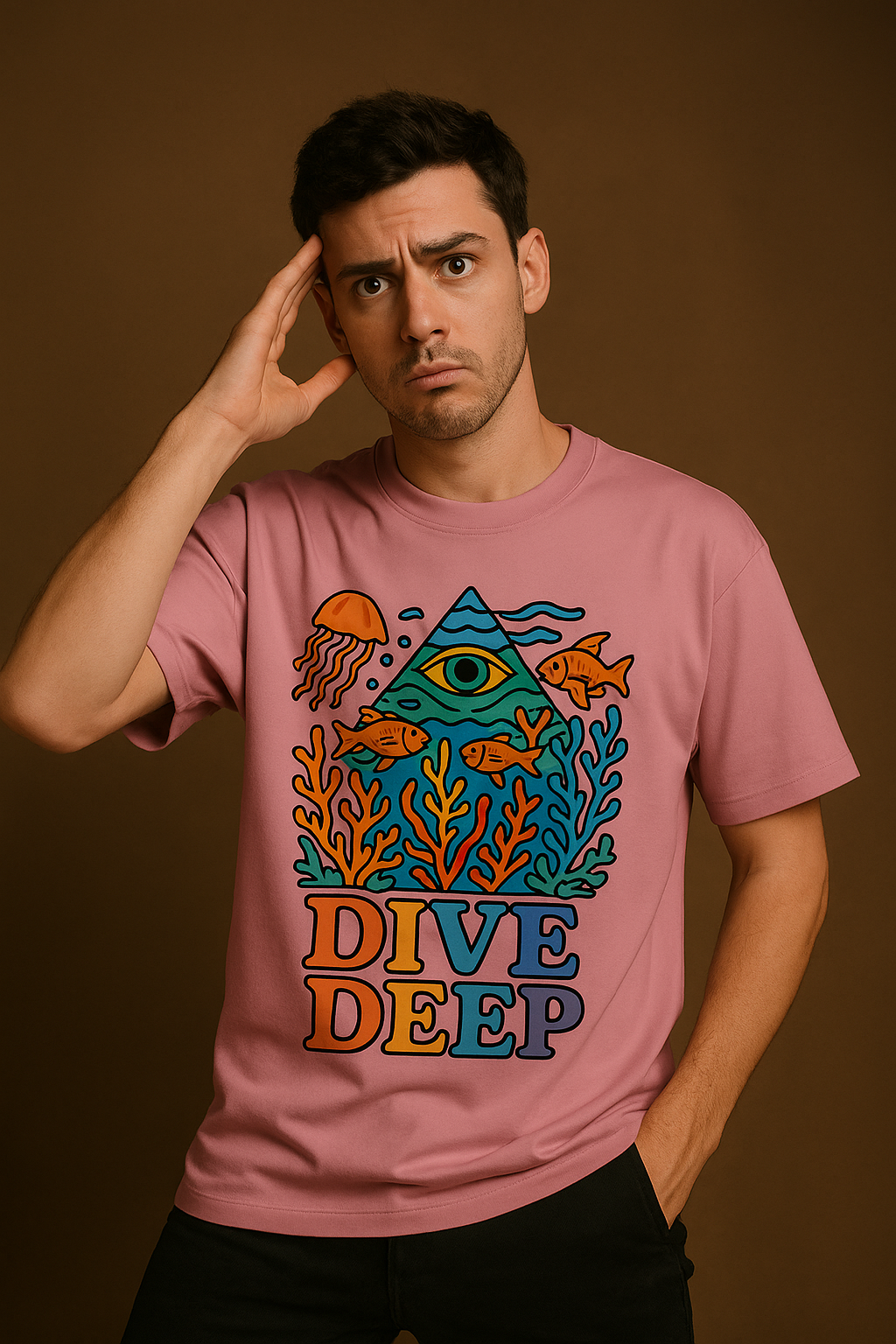 Dive Deep Aquarium Oversized T-Shirt - Layering