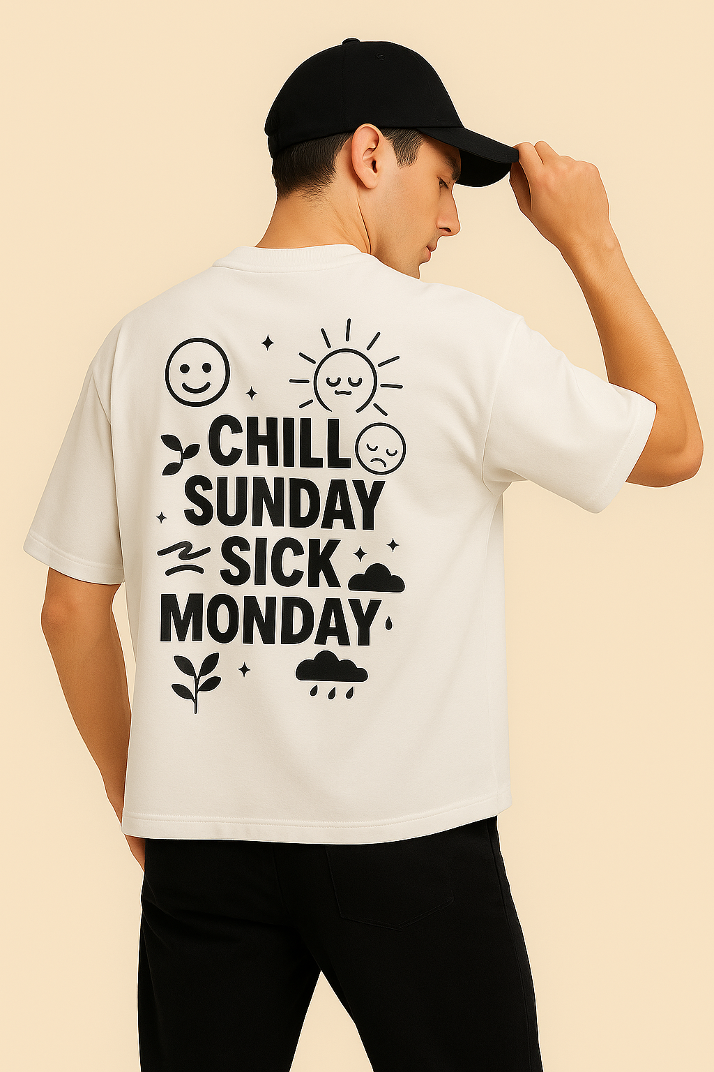 Layering Premium Back & Front Designed T-Shirt White - Layering 